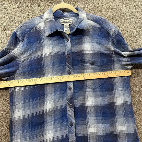 VTG Cabin Creek Flannel Button Up Shirt Women 1X Blue White Cotton Casual - Picture 4 of 11